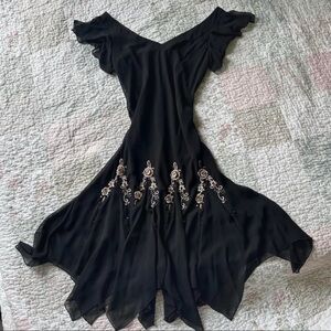 Vintage black beaded midi dress!